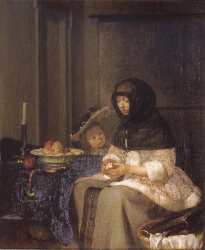 Woman peeling an apple, Gerard Ter Borch